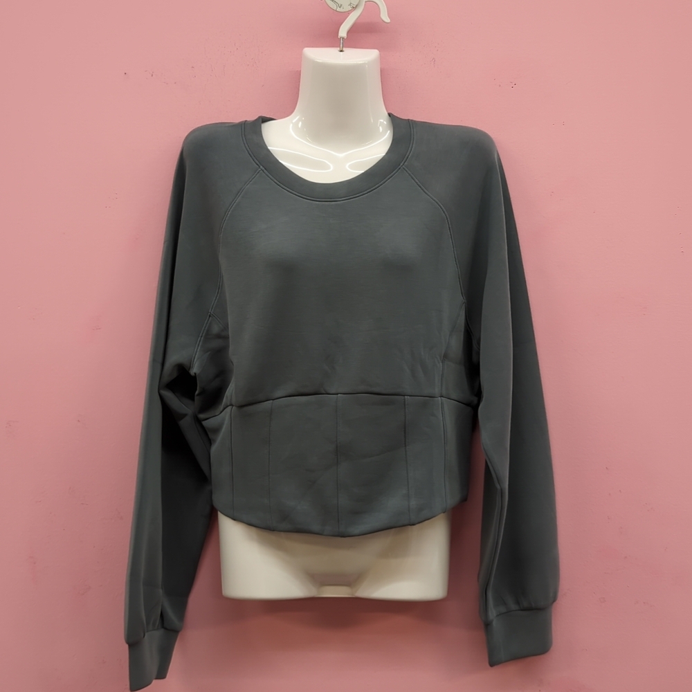 Victoria's Secret VSX Featherweight Knit Corset Sweatshirt Large Gray